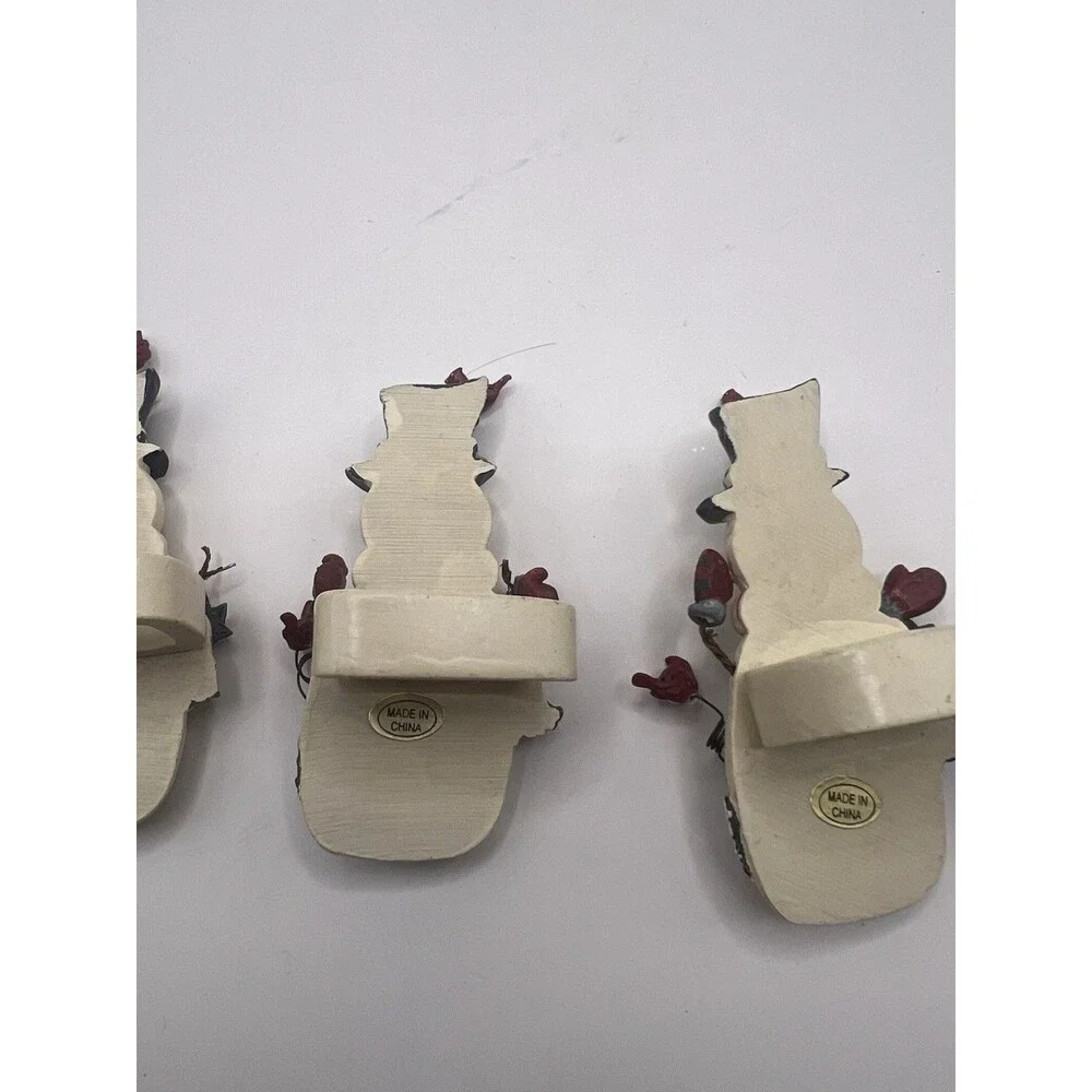 Set of 4 Snowman Christmas Napkin Rings Holders Birds Rustic Holiday Table Decor